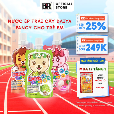 [TẶNG BÁNH] Thùng 12 Gói Nước Ép Nho Trắng 25% Daiya Fancy (12 Gói x150ml) VN Chính Hãng