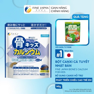 Bột Canxi Cá Tuyết Fine Bone's Calcium For Kids FINE JAPAN bổ sung Canxi hỗ trợ phát triển chiều cao