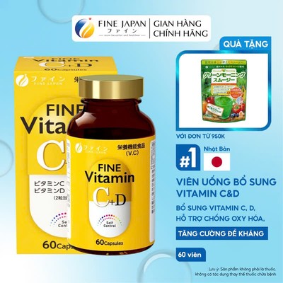 Viên uống bổ sung Vitamin C&D FINE JAPAN hỗ trợ chống oxy hóa, tăng đề kháng lọ 60 viên (30 ngày)