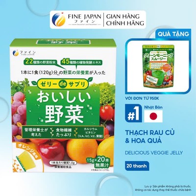 FINE JAPAN Thạch rau củ & hoa quả Delicious Veggie Jelly hộp 20 thanh