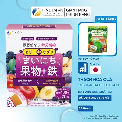 Thạch hoa quả Everyday Fruit Jelly Iron bổ sung sắt, chất xơ và Vitamin cho nữ giới hộp 20 thanh