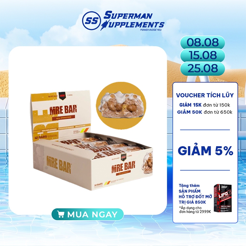 Thanh protein nhập khẩu Mỹ REDCON1 MRE BAR - BỮA ĂN NHẸ ĐẦY ĐỦ DƯỠNG CHẤT