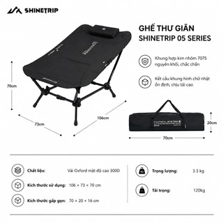 Giường Ghế Xếp Dã Ngoại SHINETRIP Có Tựa Đầu | Giường Ngủ Camping Gấp Gọn Khung Nhôm 7075