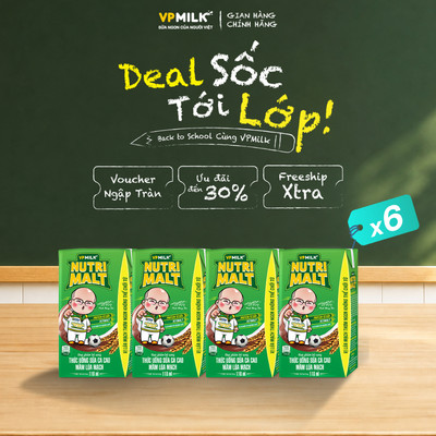 [Combo 6 lốc]Sữa Ca Cao Mầm Lúa Mạch Đen Nutrimalt 110ml Cho Bé Từ 1 Tuổi (lốc 4 hộp x 6)