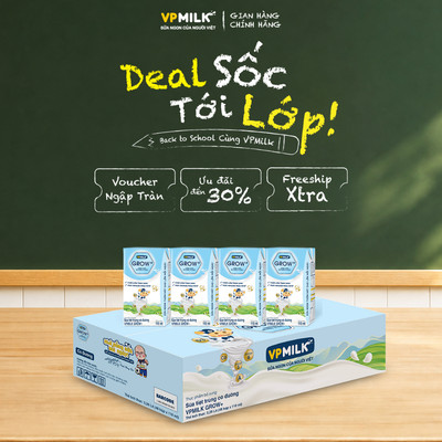 Sữa tiệt trùng VPMilk Grow+ hộp 110ml (thùng 48 hộp)
