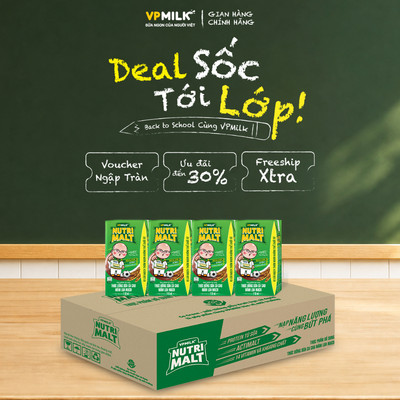 Sữa ca cao mầm lúa mạch đen VPMilk Nutrimalt 110ml (thùng 48 hộp)