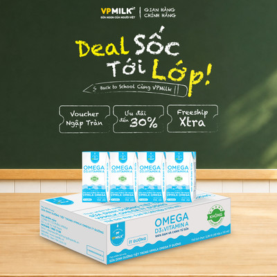 Sữa Dinh Dưỡng Tiệt Trùng VPMilk Omega ÍT ĐƯỜNG dạng HỘP 110ml (thùng 48 hộp)