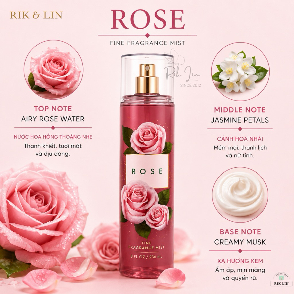 ROSE |RUBY APPLE & ROSEWOOD - Xịt Thơm Toàn Thân Body Mist