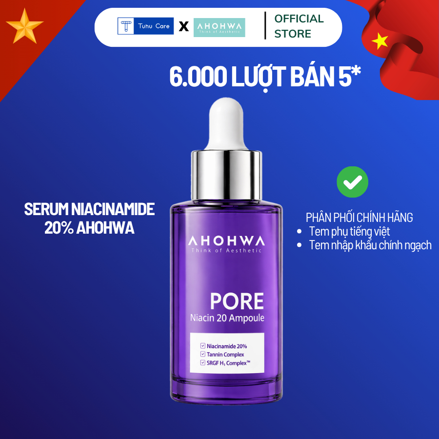 Serum Ahohwa Pore Niacinamide 20% Ahohwa 30ml làm sáng, cải thiện sắc tố, thu nhỏ lỗ chân lông