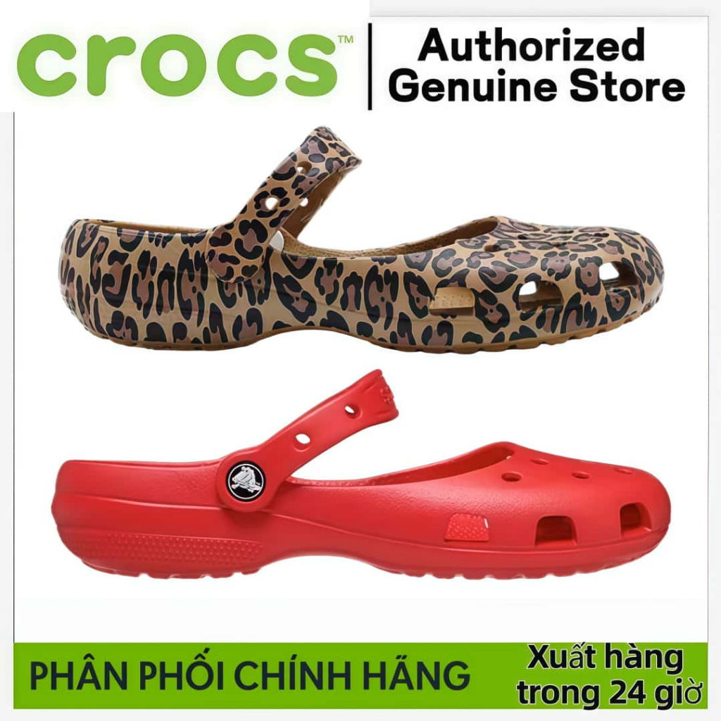 【Chính hãng】Giày dép cổ chân nữ Crocs Classic ballet shoes, giày ballet đế bằng gỗ kinh điển- Leopar