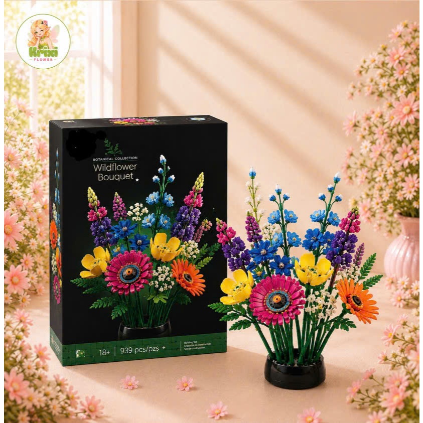 Bộ Lắp Ráp Hoa LEGO Krixi Flower Wildflower Bouquet Trang Trí Quà Tặng