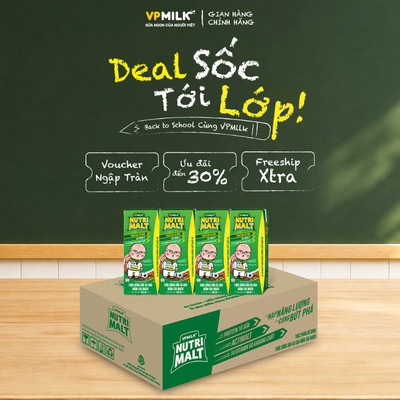 Sữa ca cao mầm lúa mạch đen VPMilk Nutrimalt 180ml (thùng 48 hộp)