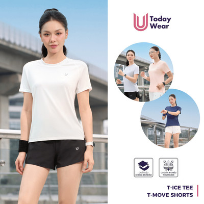 Set Thể Thao Nữ Chạy Bộ Áo T-ICE Mix Quần T-Move Today U Wear siêu nhẹ thoáng khí thấm hút mồ hôi