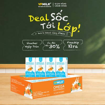 Sữa trái cây VPMILK Omega vị CAM tự nhiên hộp 110ml (Thùng 48 hộp)