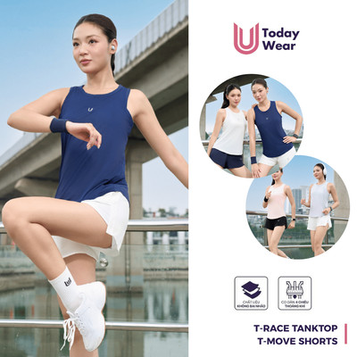 Set Thể Thao Nữ Chạy Bộ Áo T-Race Mix Quần T-Move Today U Wear siêu nhẹ thoáng khí thấm hút mồ hôi