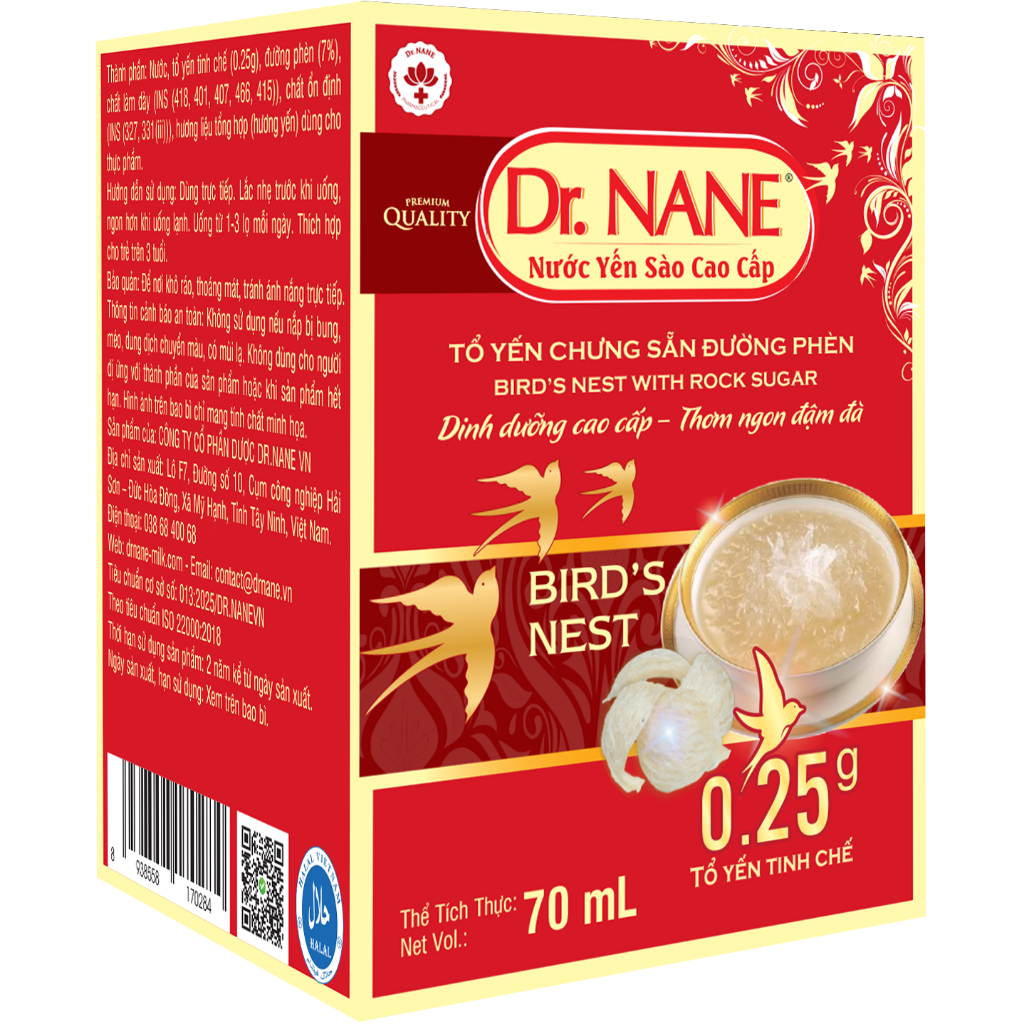 NƯỚC YẾN SÀO CAO CẤP Dr.NANE – LỌ 70ML