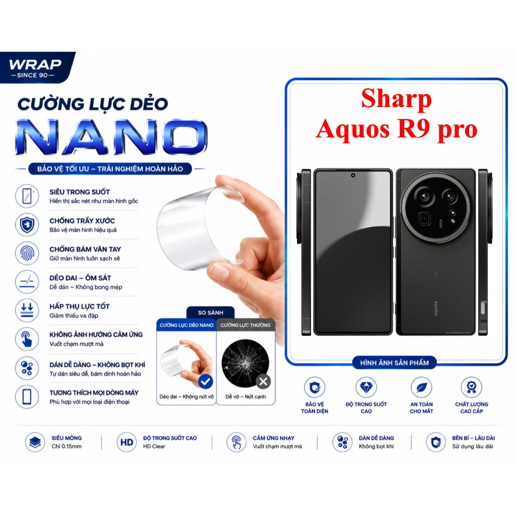 Cường lực dẻo bảo vệ màn hình Sharp Aquos R9 pro