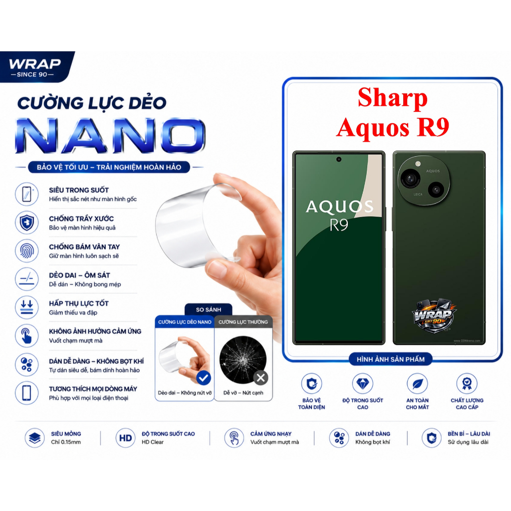 Cường lực dẻo bảo vệ màn hình Sharp Aquos R9