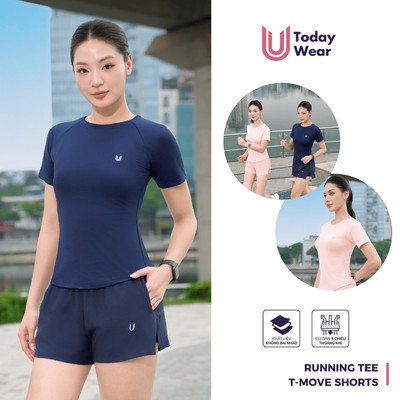 Set Thể Thao Nữ Chạy Bộ Áo Running Tee Mix Quần T-Move Today U Wear siêu nhẹ thoáng khí thấm hút mồ hôi