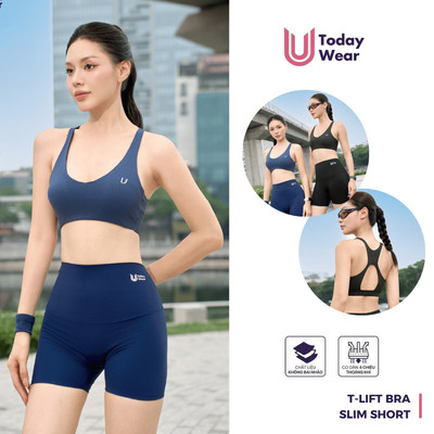 Set Thể Thao Nữ Chạy Bộ Áo Bra T-Lift Mix Quần Slim Short Today U Wear siêu nhẹ thoáng khí thấm hút mồ hôi
