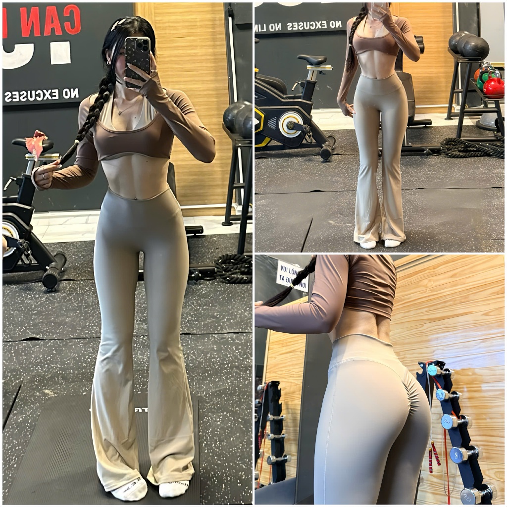 Quần Dài Ống Loe CHUN MÔNG  Q37 Chất  LULU  Co Giãn Thể Thao Tập - Gym - Yoga - Aerobic GYMMY