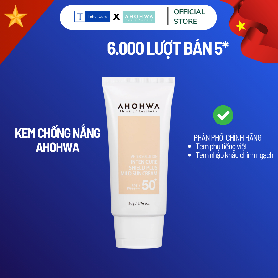 Kem Chống Nắng Phổ Rộng AHOHWA Mild Sun Cream SPF50+ PA++++ Tuýp 50g