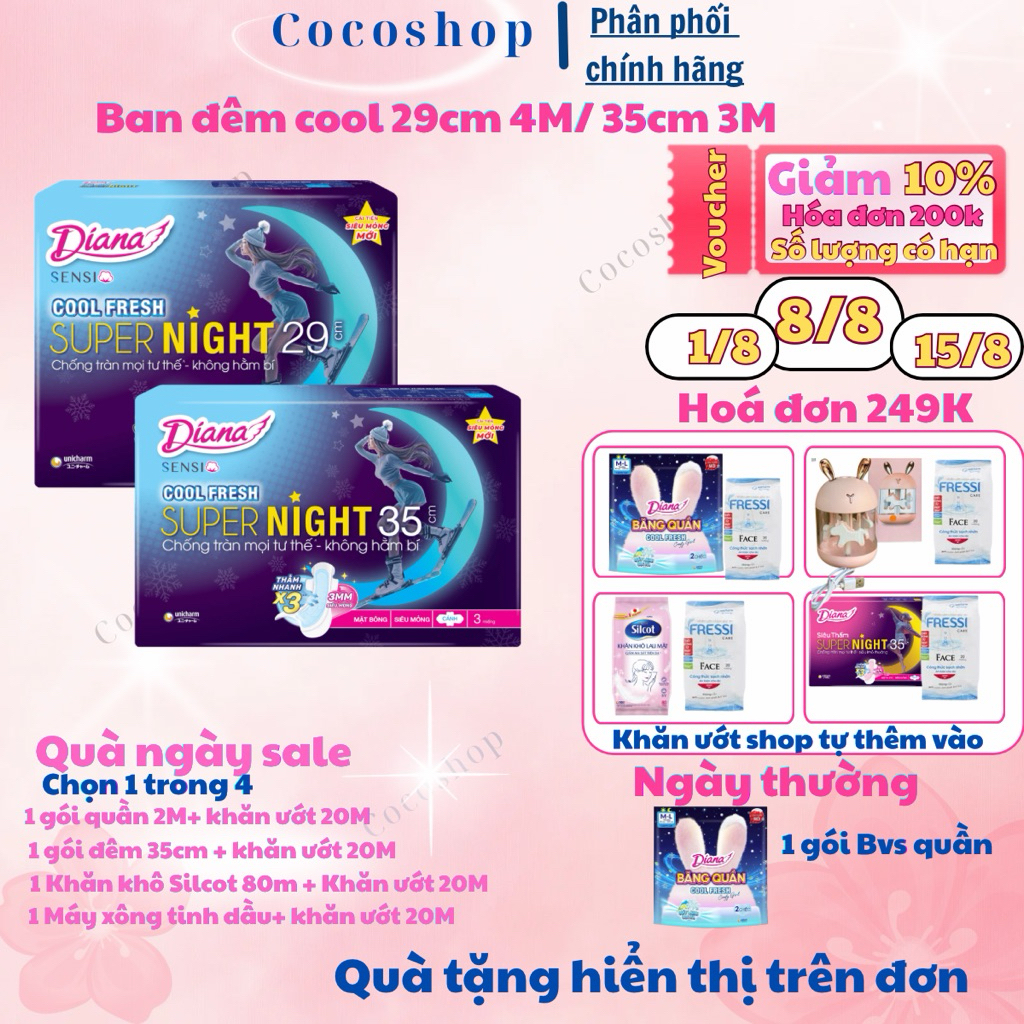 BVS ban đêm Sensi Cool Fresh 35cm 3 miếng/ 29cm 4 miếng