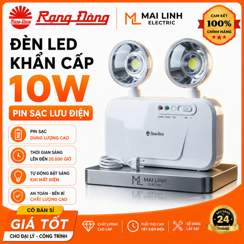 [Chính Hãng] Đèn LED chiếu sáng khẩn cấp 10W (Pin sạc lưu điện) -Tự động bật sáng khi mất điện  -KC0