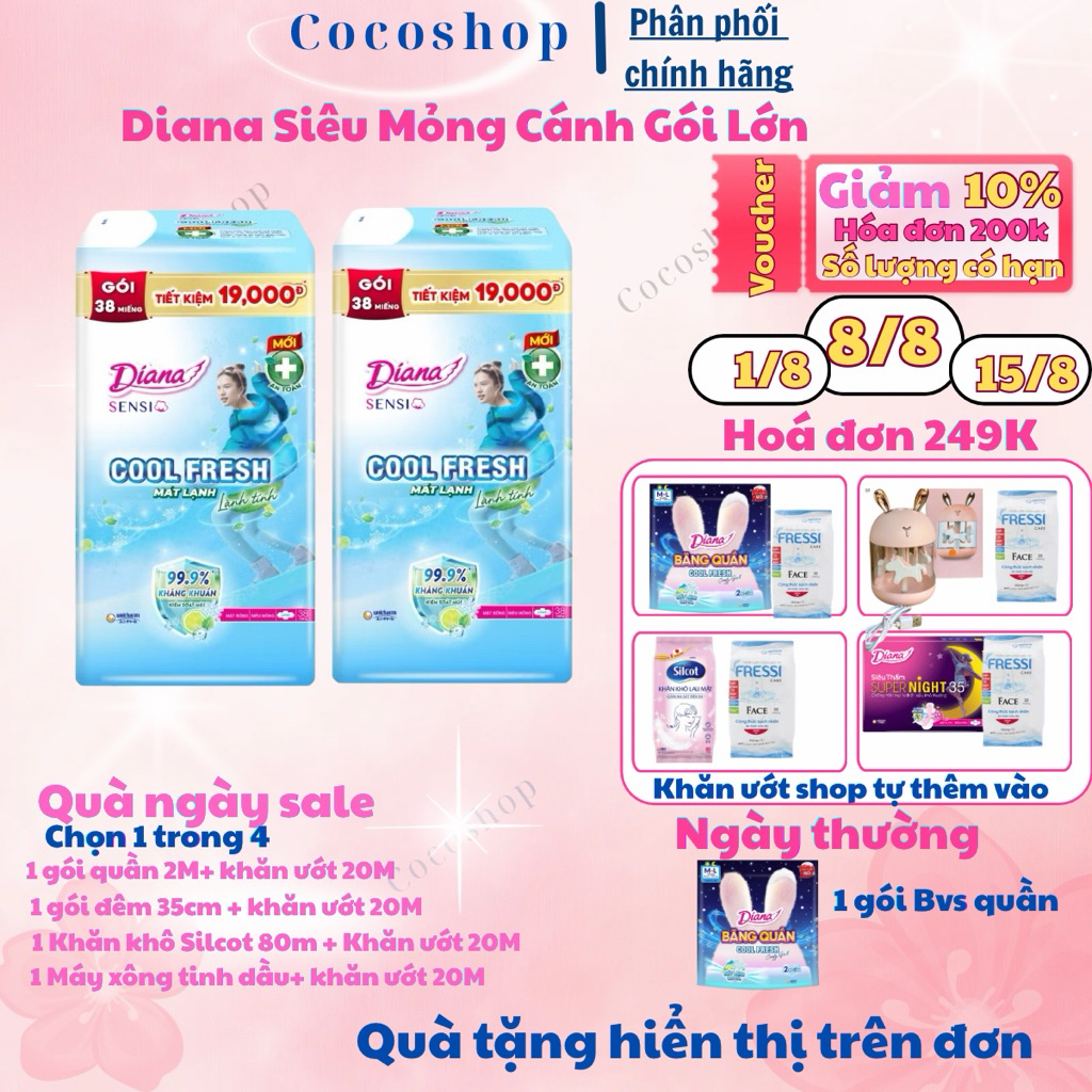 Băng vệ sinh Diana Sensi Coolfresh 23cm 38 miếng