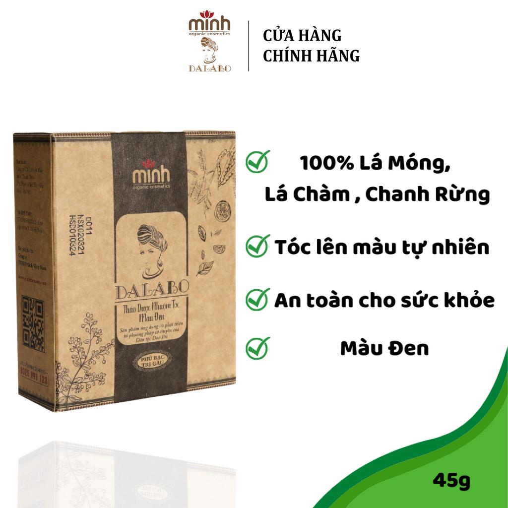 Dalabo Bột Lá Nhuộm Tóc Thảo Dược, Bền Màu, Giúp Giảm Gàu Ngứa, Màu Đen, Nâu Đen Tự Nhiên, Hộp 3 Gói