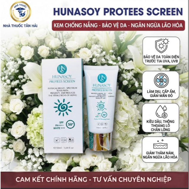 [ MẪU MỚI ] Kem chống nắng HUNA SPF 50, PA+++, tube 50gr