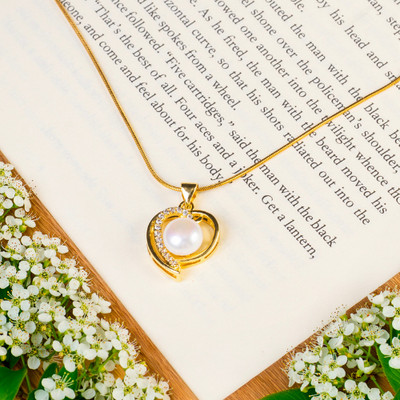 Dây Chuyền Ngọc Trai Mặt Trái Tim Vàng, Bạc Lấp Lánh - Ngọc Trai Trường Thịnh