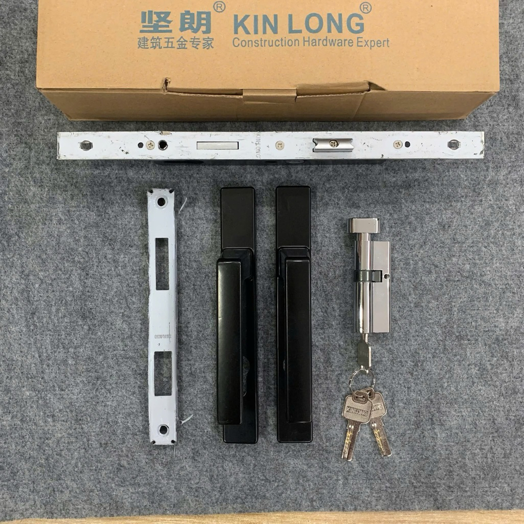 Bộ Khóa đơn điểm Kinlong màu đen dùng cho cửa nhôm xingfa