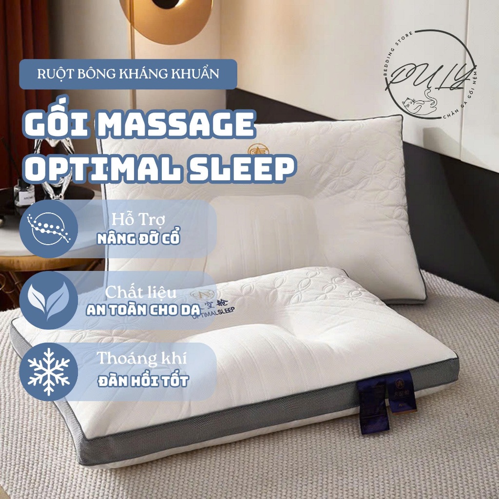 Gối Massage Công Thái Học Optimal Sleep – Gối 3 Lớp Hỗ Trợ Cổ Vai Gáy, Giảm Đau Mỏi 48x74cm