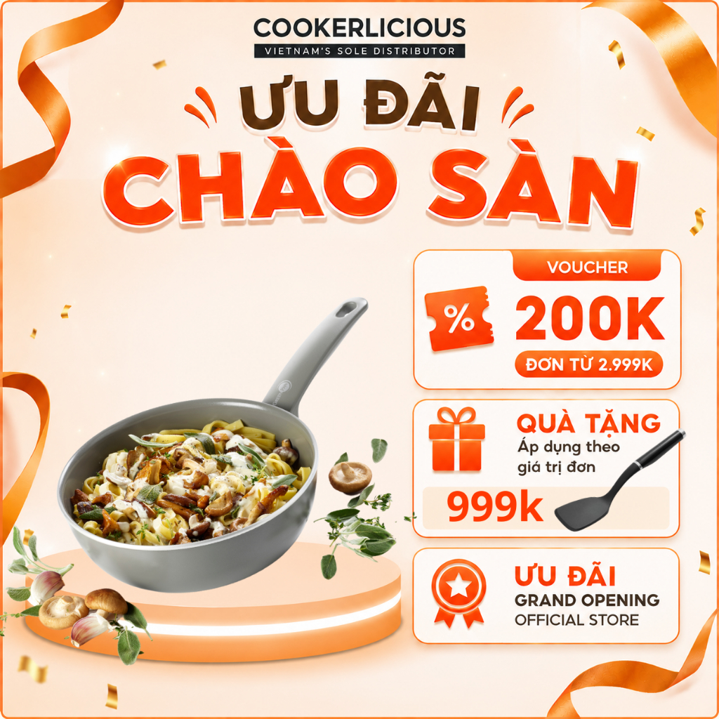 [Phân phối chính hãng] Chảo chống dính Ceramic GreenPan CamQuartz 20cm lòng sâu|Phủ chống dính tinh 
