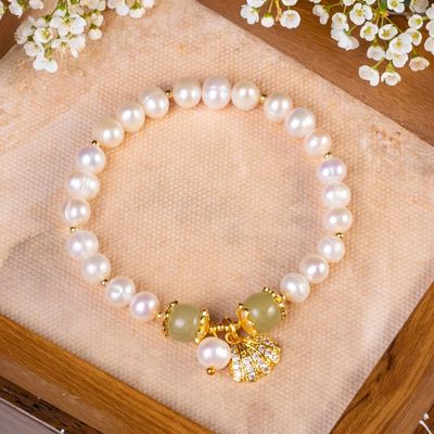Vòng Tay Ngọc Trai Mix Ngọc Hoà Điên Charm Vỏ Sò - Ngọc Trai Trường Thịnh