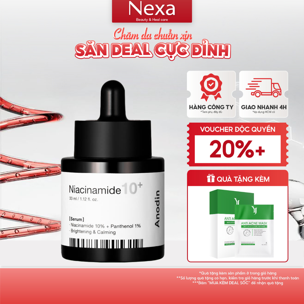 Serum dưỡng sáng và mờ thâm Anodin Niacinamide 10 Plus 33ml