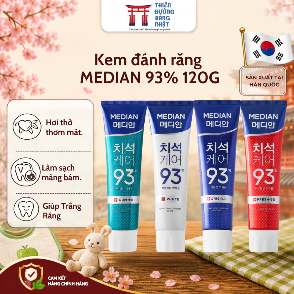 Kem đánh răng MEDIAN 93% Hàn Quốc 120G, kem đánh răng Hàn Quốc