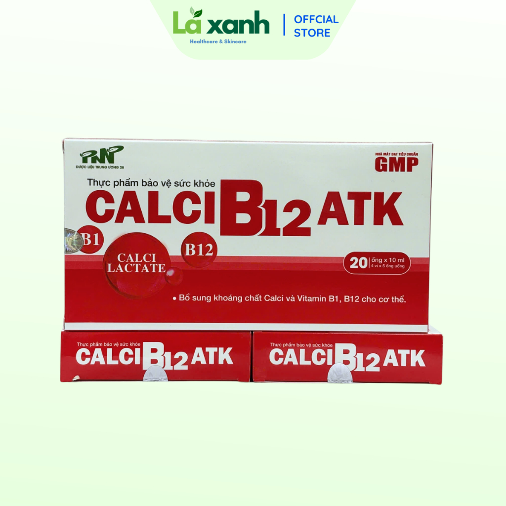 Ống Uống Calci B12 ATK Bổ Sung Canxi, Vitamin B1 B12, Hỗ Trợ Xương Chắc Khỏe - Hộp 20 Ống 10ml