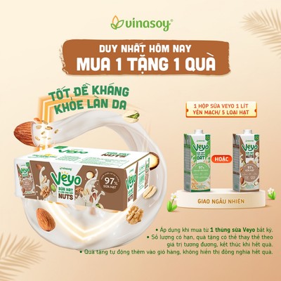 Thùng Sữa hạt 5 loại cao cấp Veyo Nuts (30 Hộp x 180ml)