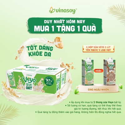 Thùng Sữa hạt Yến mạch Veyo Oat (30 Hộp x 180ml)