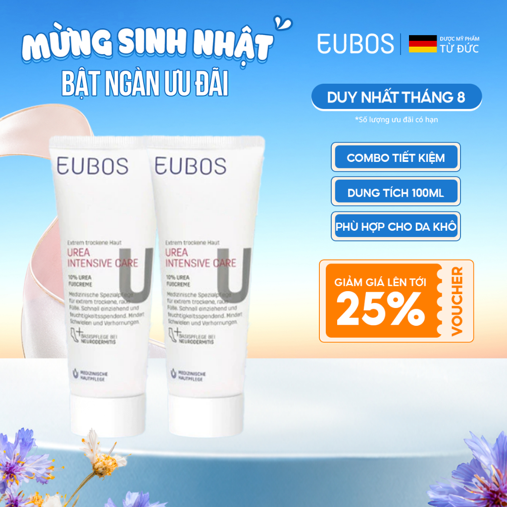 Combo 2 Kem Dưỡng Da Chân Và Nứt Gót EUBOS Giúp Dưỡng Ẩm Giảm Chai Sần Tuýp 100ml