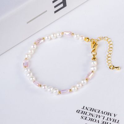 Vòng Tay Ngọc Trai Nhỏ 5ly Mix Pha Lê Hồng - Ngọc Trai Trường Thịnh