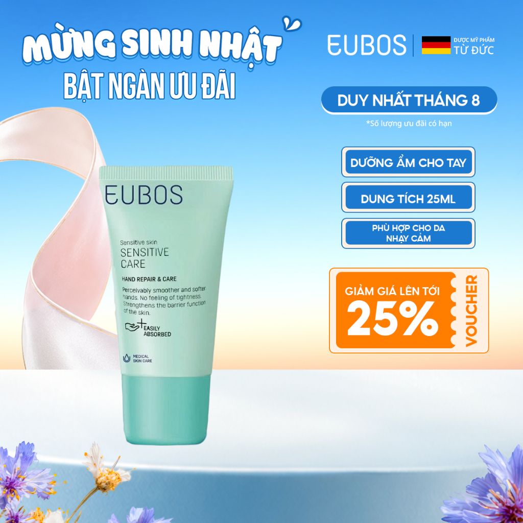 Kem Dưỡng Da Tay và Móng EUBOS Giúp Bảo Vệ Da Mềm Mịn, Dưỡng Ẩm Không Gây Nhờn Rít, Phục Hồi Da Tay