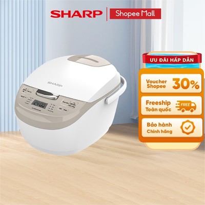 Nồi Cơm Điện Tử Sharp KS-COM191EV-WH 1.8L [8 Chức năng nấu, Màn hình LED, Lòng nồi 3 lớp]