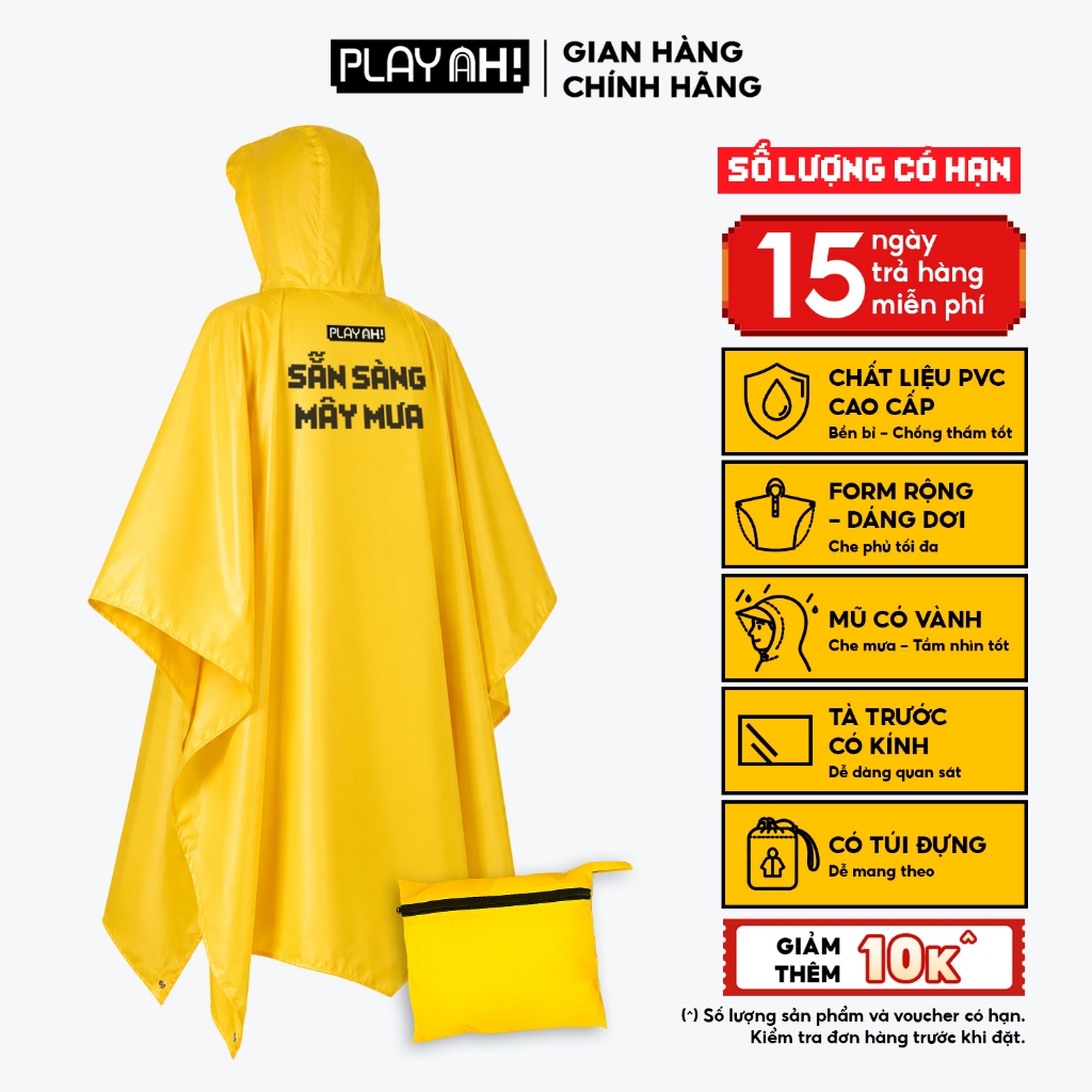 [GWP] Áo mưa Raincoat PlayAh phiên bản giới hạn chất liệu PVC dày dặn
