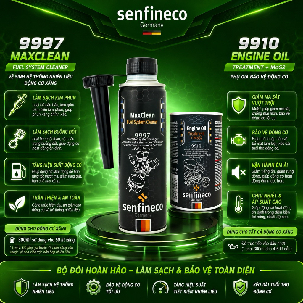 Combo Bảo Dưỡng Ô Tô Máy Xăng Cao Cấp 9997/9910 Senfineco Germany