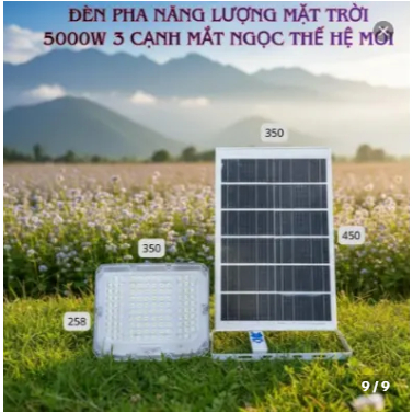 Đèn năng lượng mặt trời 5000w, đèn mắt ngọc 3 cánh đèn pha chiếu sáng
