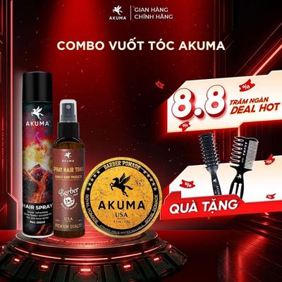 Combo Sáp Vuốt Tóc, Gôm Xịt Tóc, Xịt Tạo Phồng Tóc AKUMA Chính Hãng Tặng 2 Lược Khi Mua 2 Sản Phẩm