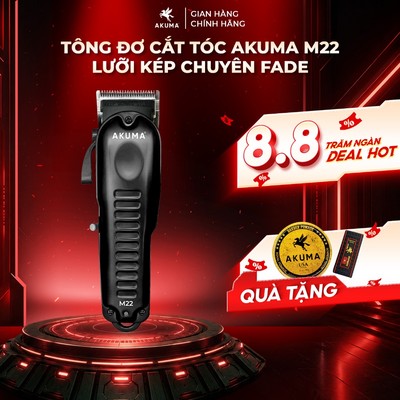 Tông Đơ Cắt Tóc AKUMA M22 Tông Lưỡi Kép Chuyên Fade, Pin Tốt, Máy Khoẻ, Bảo Hành 6 Tháng